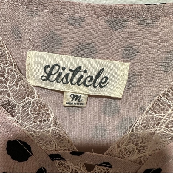Listicle Polka Dot/Lace Cami Tank - Picture 5 of 9